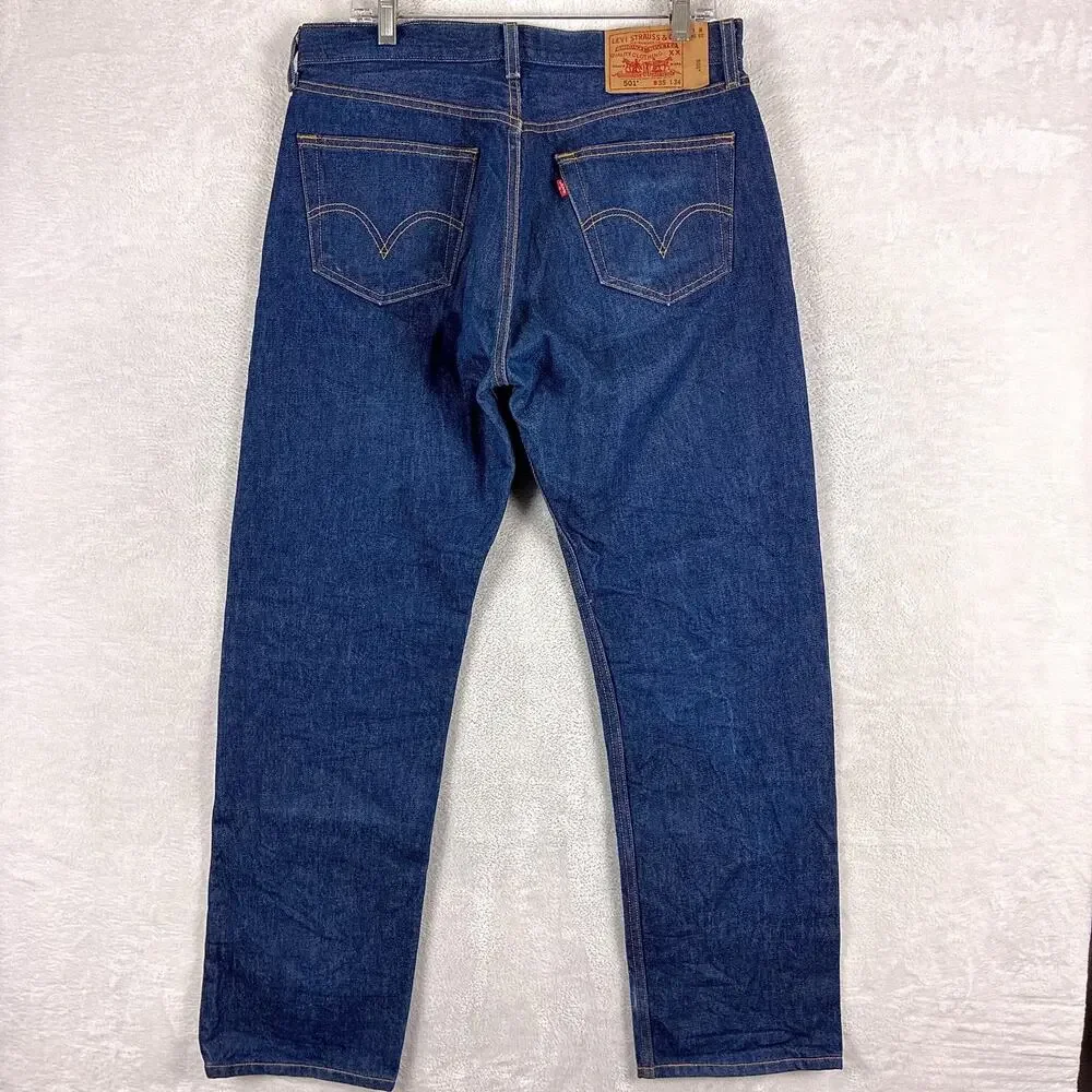 VTG Levis 501xx Jeans Mens 35x34 (35x32) Indigo Rigid Raw Wash Button Fly Y2K